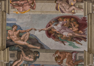Die Erschaffung Adams ist ein Deckenfresko in der Sixtinischen Kapelle in Rom - erschaffen von Michelangelo, Bildnachweis: Gush Photography / Shutterstock.com
