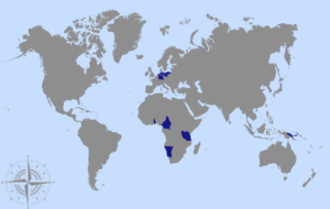 Deutsche Kolonialreich um 1914 mit Kolonien in Afrika und Asien
