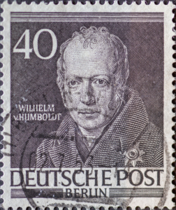 Porträt des Wilhelm von Humboldt auf einer deutschen Briefmarke (1953), Bildnachweis:  zabanski / Shutterstock.com