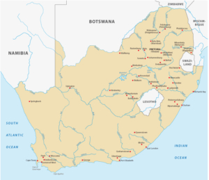 Karte mit Flüssen in Südafrika