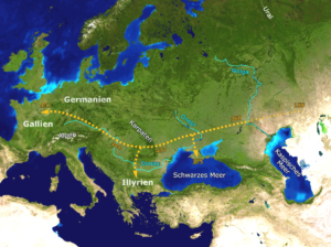 Karte des Hunneneinfalls in Europa, Von Der ursprünglich hochladende Benutzer war Stw in der Wikipedia auf Deutsch - Übertragen aus de.wikipedia nach Commons., <a rel="nofollow noopener" target="_blank" href="http://creativecommons.org/licenses/by-sa/3.0/">CC BY-SA 3.0</a>, https://commons.wikimedia.org/w/index.php?curid=1450096, keine Änderungen vorgenommen