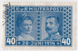 Gedenk-Briefmarke zum Attentat in Sarajevo, Bildnachweis: World of Stamps / Shutterstock.com