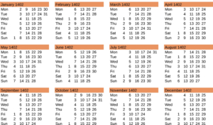 Kalender 1402