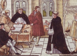 Martin Luther im Verhör mit Kardinal Thomas Cajetan, Bildlizenz: gemeinfrei - keine Änderungen