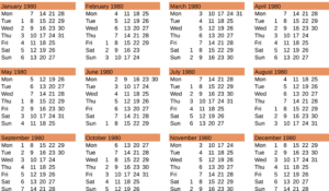 Jahreskalender 1980