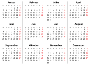 Jahreskalender 2015