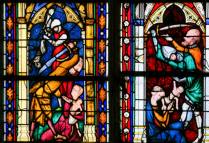 Kindermorde von Bethlehem, Glasmalerei in der Kathedrale von Rouen, Bildnachweis: Jorisvo/shutterstock.com