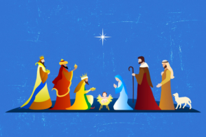 Symbolik der Weihnachtsgeschichte mit Krippe und Hirten (Lukas), den Weisen aus dem Morgenland (Matthäus), Weihnachtsstern (Matthäus)