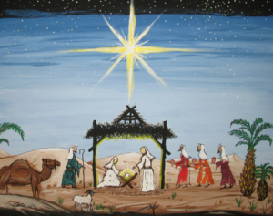 Weihnachtsgeschichte nach Matthäus mit den Gelehrten aus dem Osten und dem Stern von Bethlehem