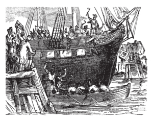 Illustration der Boston Tea Party