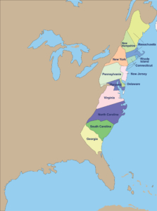 Karte der Dreizehn Kolonien
