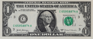 Ein Dollar mit Porträt von George Washington dem Vater der Nation, Bildnachweis: Ruslan Lytvyn/shutterstock.com