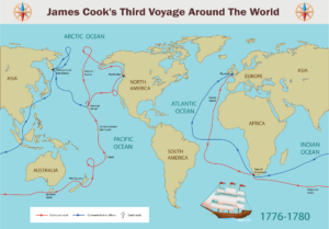 Reiseroute von James Cooks dritter Reise