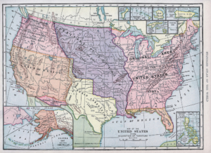 Ausdehnung der USA im Jahr 1783 (Nur der Osten gehörte den USA, ehemalige britische Kolonien)