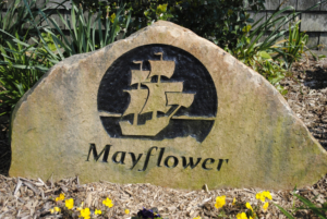 Mayflower-Gedenkstein in Plymouth, Massachusetts, Bildnachweis: Corinne Prado / Shutterstock.com