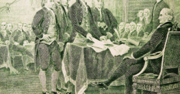 Zwei Dollar Rückseite mit Bild zur Unterzeichnung der Unabhängigkeitserklärung