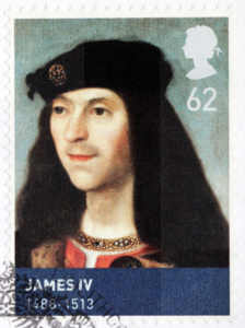 Briefmarke mit Porträt von König James IV. von Schottland, erschienen in Großbritannien im März 2010, Bildnachweis: Sergey Goryachev / Shutterstock.com