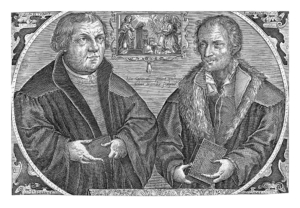 Porträt der Urväter der Reformation: Martin Luther (links) und Philipp Melanchthon (rechts)