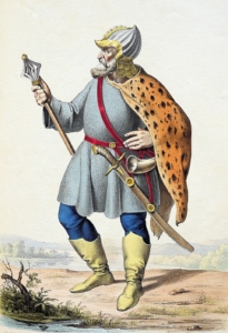 Arpad, Lithographie von Josef Kriehuber nach einer Zeichnung von Moritz von Schwind ca. 1828; Bildlizenz: gemeinfrei - keine Änderungen vorgenommen